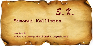 Simonyi Kalliszta névjegykártya